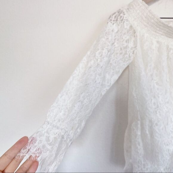 LoveShackFancy Lace Smocked Peplum Top Ivory White - Picture 6 of 11